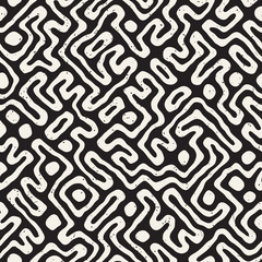 Seamless pattern with maze lines. Monochrome abstract background. Vector hand drawn labyrinth.