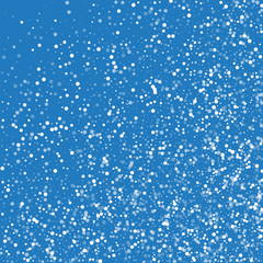 Random falling white dots. Abstract random scatter with random falling white dots on blue background. Vector illustration.