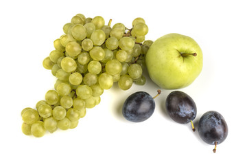 Various, assorted fruits isolated on the white background with soft shadow