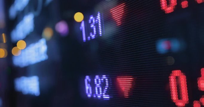 Stock market quotes in the city at night