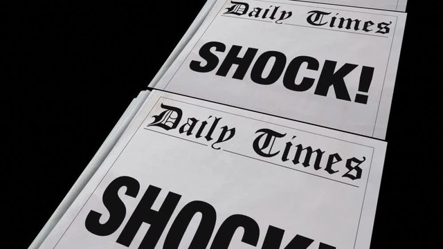 Shock Big Surprise Newspaper Headline 3d Animation