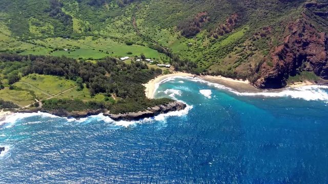 Aerial view of coastline of Kauai, Hawaii