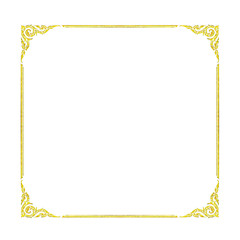 Art frame corner golden design isolated on white background, with clipping path.