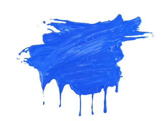 blue oil paint smear on white background,paint or liquid smear