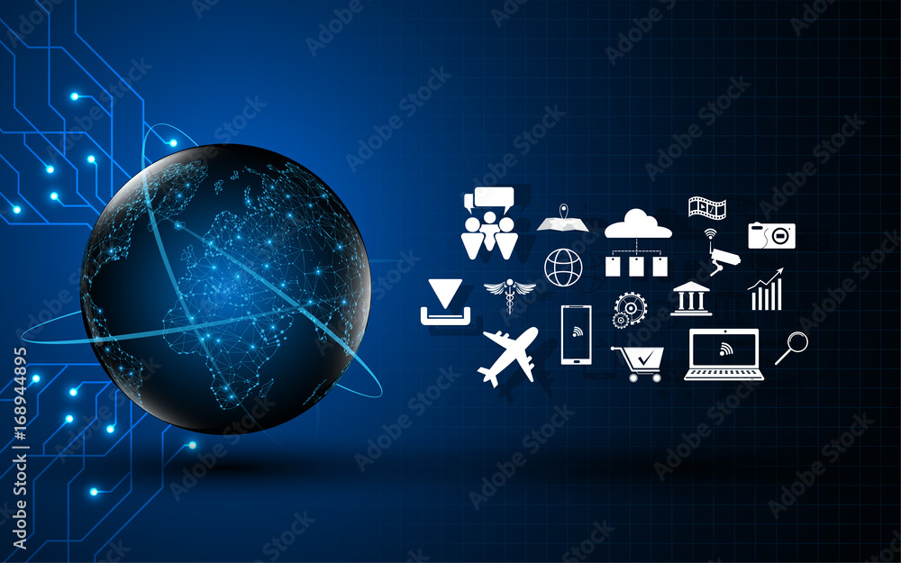 Poster abstract internet connection iot tech innovation concept background