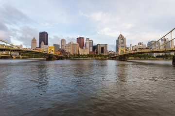 Skyline of Pittsburgh, Pennsylvania fron Allegheny Landing across the Allegheny River