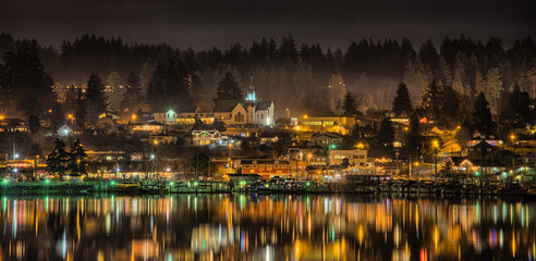 Waterfront At Night, Poulsbo, Washington 