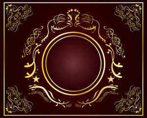 vector blank calligraphic banner in gold color