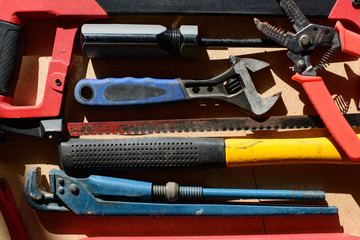 Dirty set of hand tools for house repairs