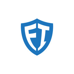 Initial letter FI, shield logo, modern blue color