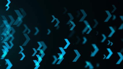 Abstract blue arrows background. Technology backdrop. 3d rendered