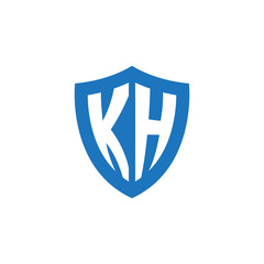 Initial letter KH, shield logo, modern blue color