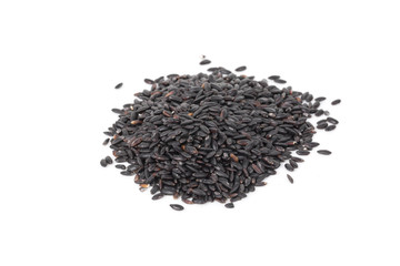 Black rice isolated on white background.
