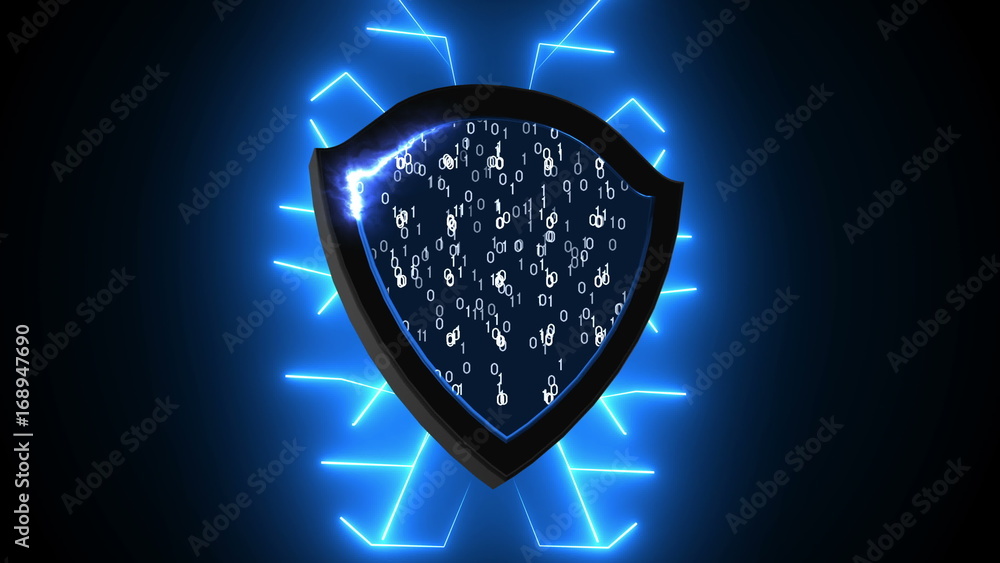 Poster abstract background with security shield. cyber background. 3d rendering