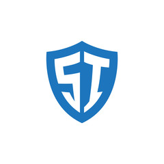 Initial letter SI, shield logo, modern blue color