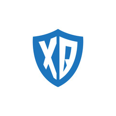Initial letter XQ, shield logo, modern blue color