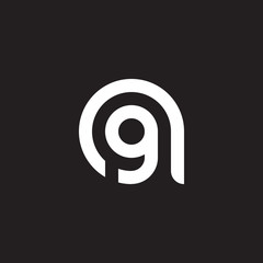 Initial lowercase letter logo ag, ga, g inside a, monogram rounded shape, white color on black background

