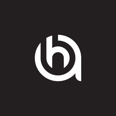Fototapeta premium Initial lowercase letter logo ah, ha, h inside a, monogram rounded shape, white color on black background