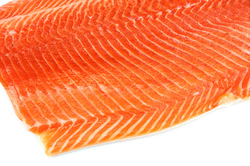 fresh salmon fillet isolated on white background