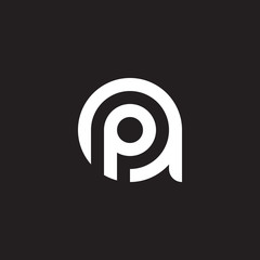 Initial lowercase letter logo ap, pa, p inside a, monogram rounded shape, white color on black background

 - obrazy, fototapety, plakaty