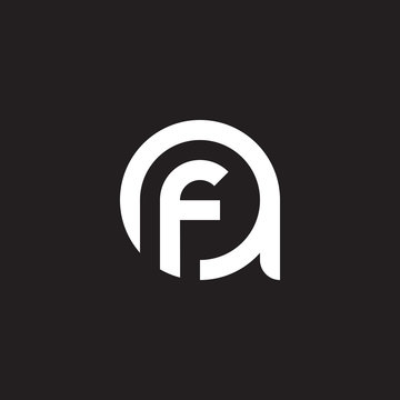 Initial lowercase letter logo af, fa, f inside a, monogram rounded shape, white color on black background

