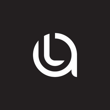 Initial lowercase letter logo al, la, l inside a, monogram rounded shape, white color on black background

