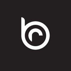 Initial lowercase letter logo br, rb, r inside b, monogram rounded shape, white color on black background