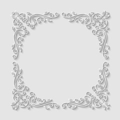 Abstract decorative 3d floral frame. Vector Illustration