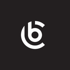 Initial lowercase letter logo cb, bc, b inside c, monogram rounded shape, white color on black background - obrazy, fototapety, plakaty