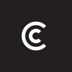 Initial lowercase letter logo cc, c inside c, monogram rounded shape, white color on black background