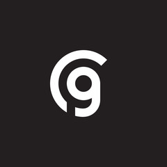 Initial lowercase letter logo cg, gc, g inside c, monogram rounded shape, white color on black background