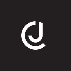 Initial lowercase letter logo cj, jc, j inside c, monogram rounded shape, white color on black background