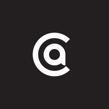 Initial lowercase letter logo ca, ac, a inside c, monogram rounded shape, white color on black background
