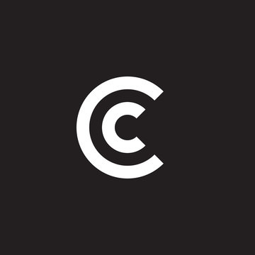 Initial lowercase letter logo cc, c inside c, monogram rounded shape, white color on black background