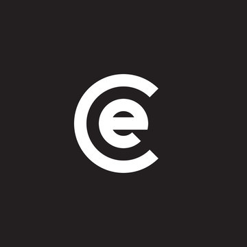 Initial lowercase letter logo ce, ec, e inside c, monogram rounded shape, white color on black background