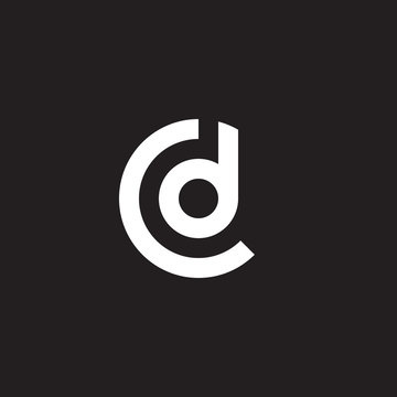 Initial lowercase letter logo cd, dc, d inside c, monogram rounded shape, white color on black background