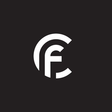 Initial lowercase letter logo cf, fc, f inside c, monogram rounded shape, white color on black background