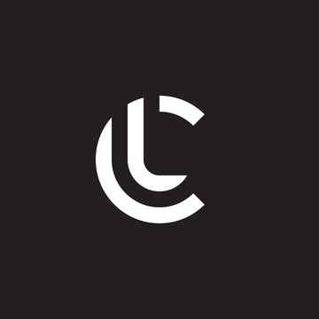 Initial lowercase letter logo cl, lc, l inside c, monogram rounded shape, white color on black background