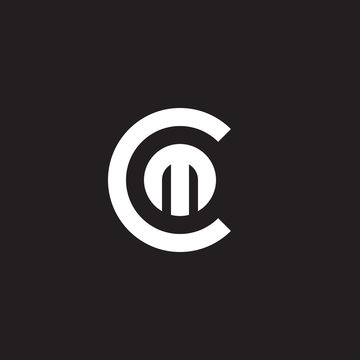 Initial lowercase letter logo cm, mc, m inside c, monogram rounded shape, white color on black background