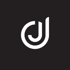 Initial lowercase letter logo dj, jd, j inside d, monogram rounded shape, white color on black background