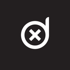 Obraz premium Initial lowercase letter logo dx, xd, x inside d, monogram rounded shape, white color on black background