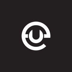 Initial lowercase letter logo eu, ue, u inside e, monogram rounded shape, white color on black background © ariefpro