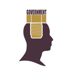 Person with text government flat icon. Rules and regulations. Terms and conditions icon. Screw in the head of a person.
