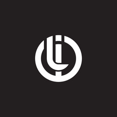 Initial lowercase letter logo il, li, monogram rounded shape, white color on black background - obrazy, fototapety, plakaty