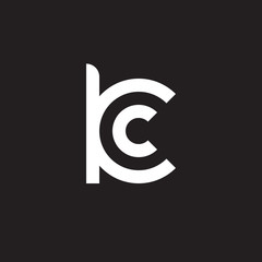 Initial lowercase letter logo kc, ck, c inside k, monogram rounded shape, white color on black background