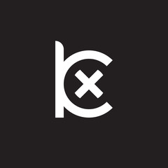 Obraz premium Initial lowercase letter logo kx, xk, x inside k, monogram rounded shape, white color on black background