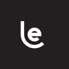 Initial lowercase letter logo le, el, e inside l, monogram rounded shape, white color on black background

 - obrazy, fototapety, plakaty