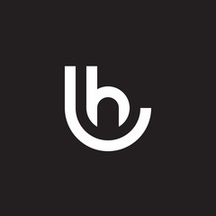 Initial lowercase letter logo lh, hl, h inside l, monogram rounded shape, white color on black background

