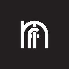 Initial lowercase letter logo mf, fm, f inside m, monogram rounded shape, white color on black background

