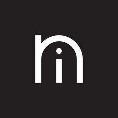 Initial lowercase letter logo ni, in, i inside n, monogram rounded shape, white color on black background